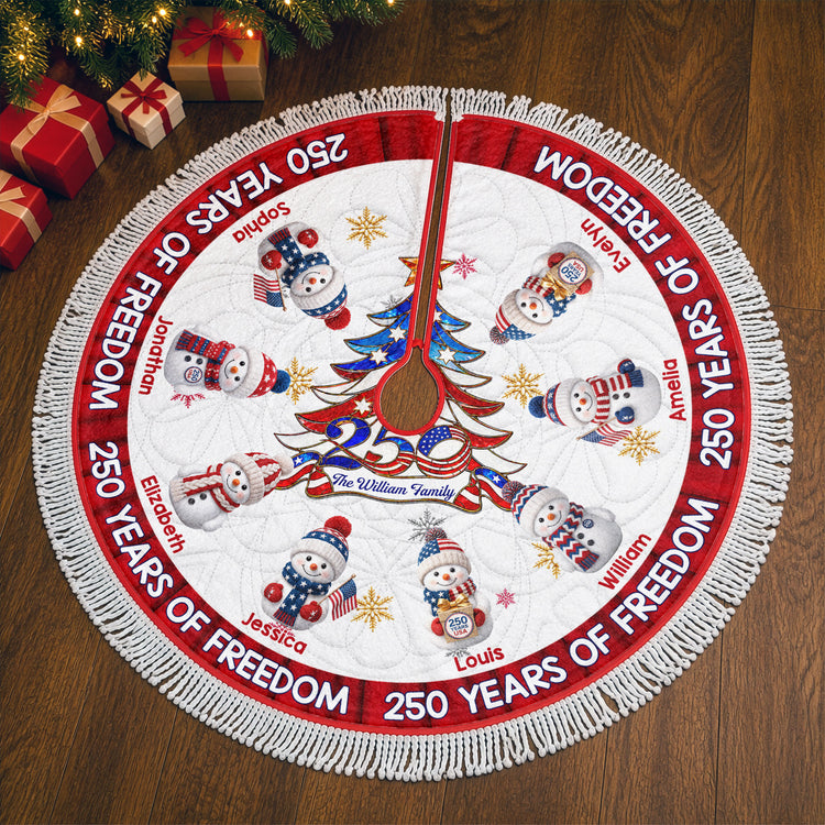 America 250Th Anniversary Family Christmas Tree Decor - Personalized Tree Skirt 2