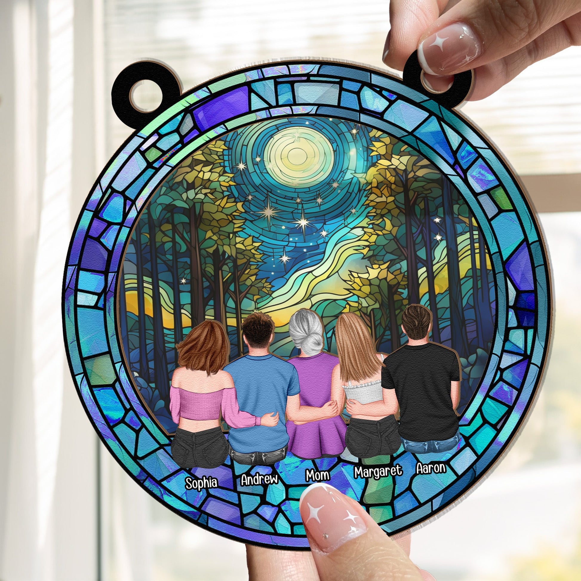 Family Sky Night - Personalized Window Hanging Suncatcher Ornament