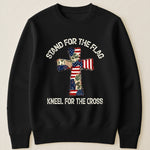 Patchwork Style USA Flag And Cross Print - Shirt