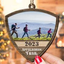 Hiking Sign - Personalized Wooden Photo Ornament