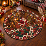 3D Christmas Round Rug, Secret Basement Optical Illusion Floor Mat - Personalized Quilted Mat