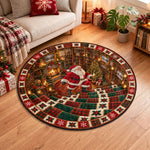 3D Christmas Round Rug, Secret Basement Optical Illusion Floor Mat - Personalized Quilted Mat