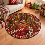 3D Christmas Round Rug, Secret Basement Optical Illusion Floor Mat - Personalized Quilted Mat