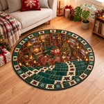 3D Christmas Round Rug, Secret Basement Optical Illusion Floor Mat - Personalized Quilted Mat