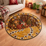 3D Christmas Round Rug, Secret Basement Optical Illusion Floor Mat - Personalized Quilted Mat