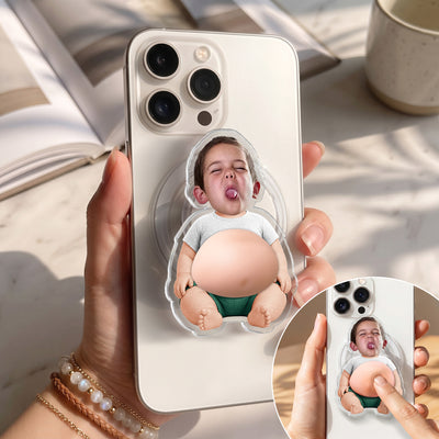 3D Cute Squishy Kid & Baby - Custom Face - Personalized Phone Grip