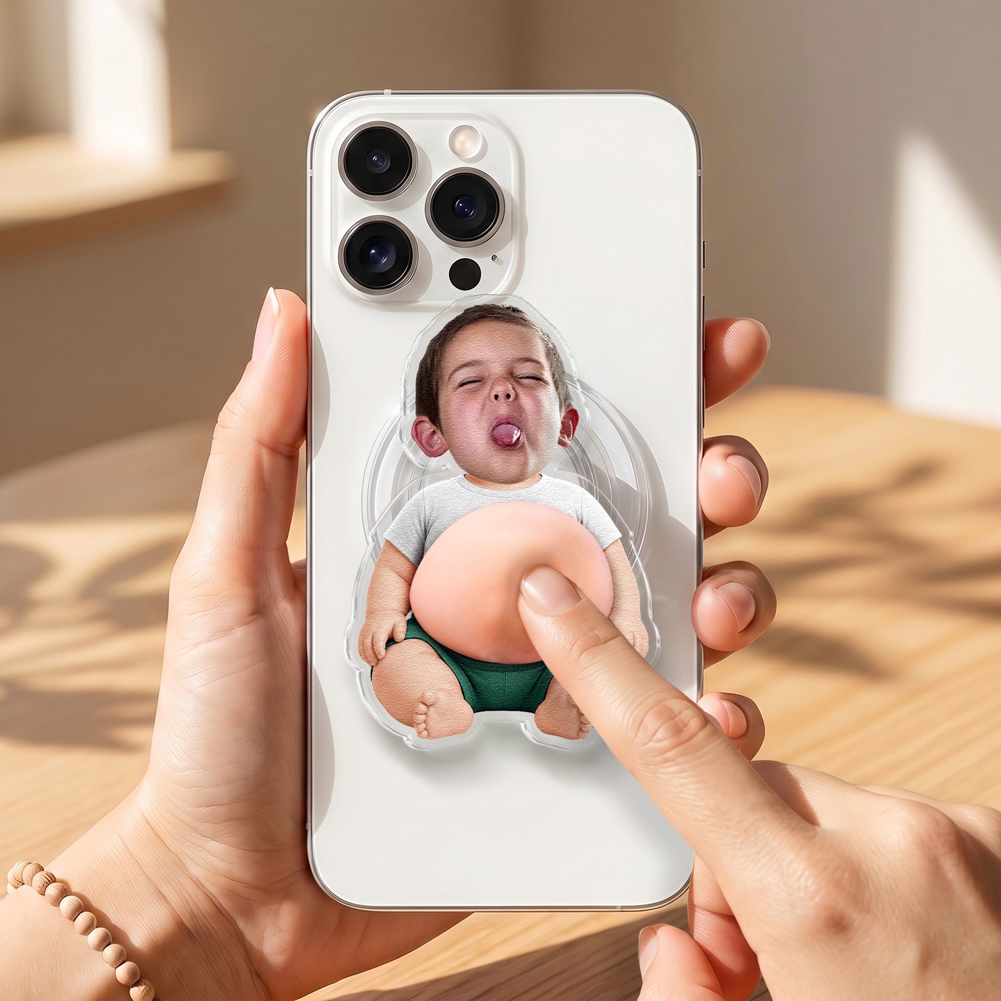 3D Cute Squishy Kid & Baby - Custom Face - Personalized Phone Grip