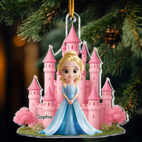 3D Effect Cartoon Princess Castle - Personalized Acrylic Ornament