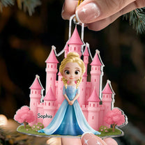 3D Effect Cartoon Princess Castle - Personalized Acrylic Ornament
