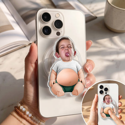 3D Cute Squishy Kid & Baby - Custom Face - Personalized Phone Grip