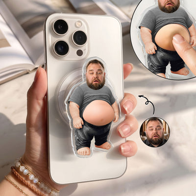 3D Squishy Cute Big Belly - Dad Bod For Him, Dad, Boss, Husband, Coworker - Personalized Phone Grip