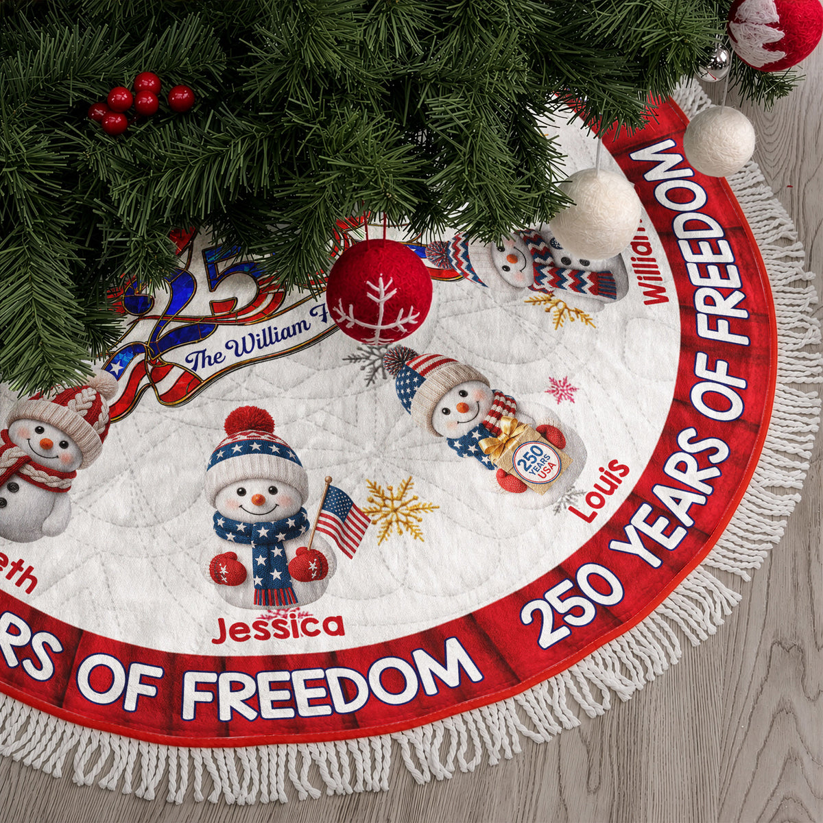 America 250Th Anniversary Family Christmas Tree Decor - Personalized Tree Skirt 3