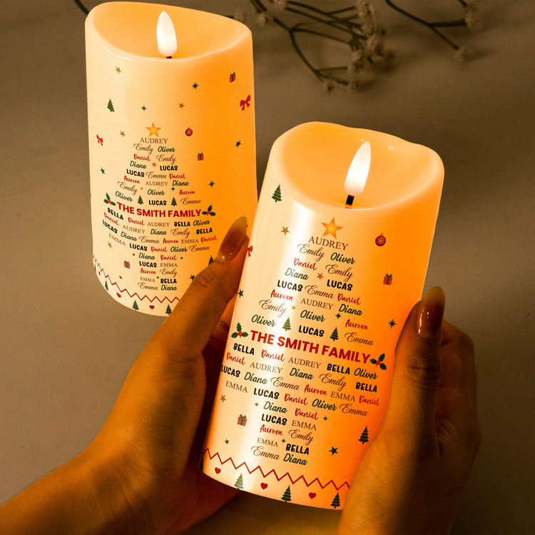 Family Custom Name Christmas Tree Shape Christmas Decoration - Personalized Candles 3