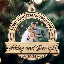 First Christmas Together - Personalized Wood And Acrylic Photo Ornament