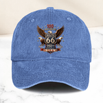 100 Years Route 66 250 Years USA - Personalized Distressed Denim Cap