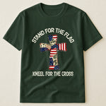 Patchwork Style USA Flag And Cross Print - Shirt