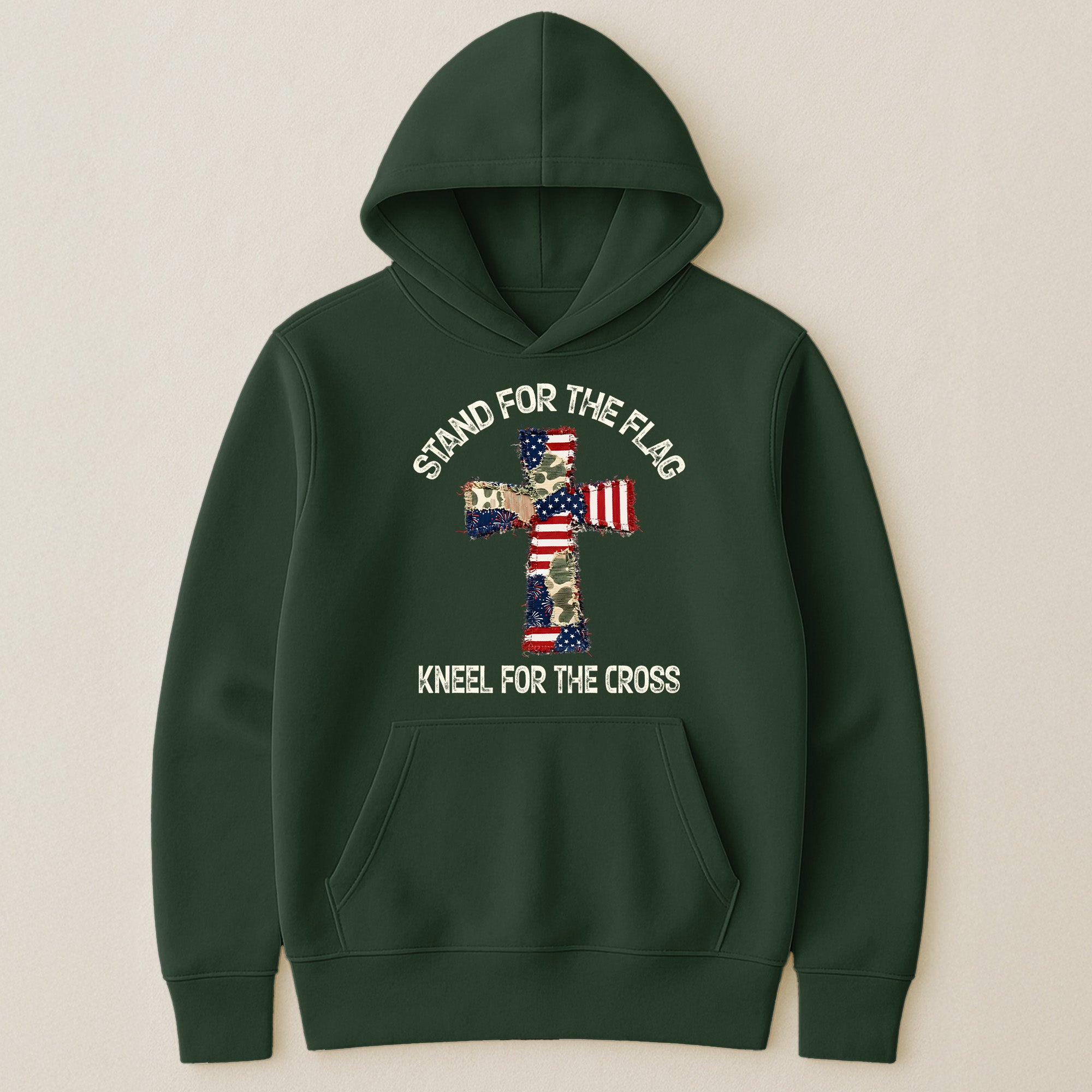 Patchwork Style USA Flag And Cross Print - Shirt