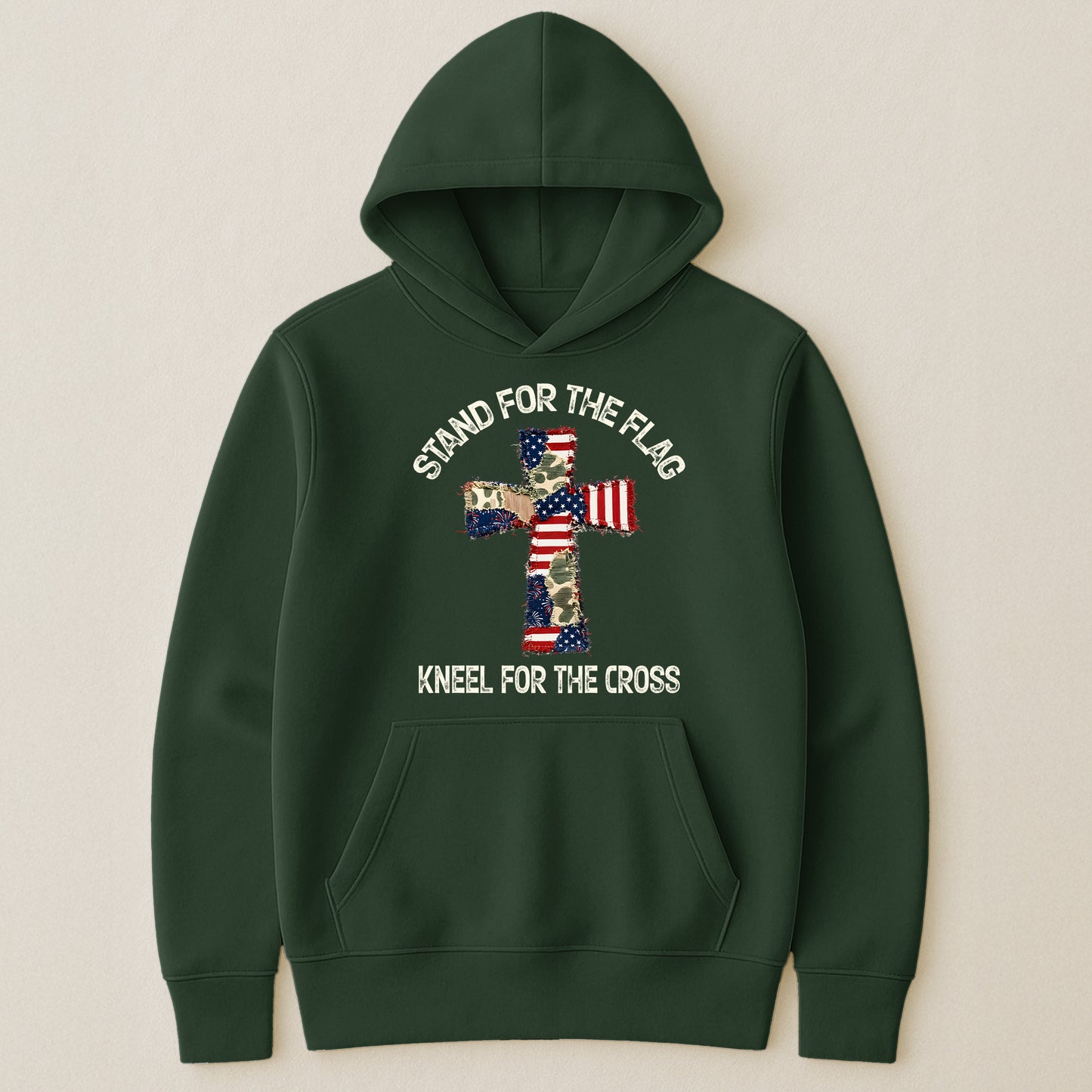 Patchwork Style USA Flag And Cross Print - Shirt