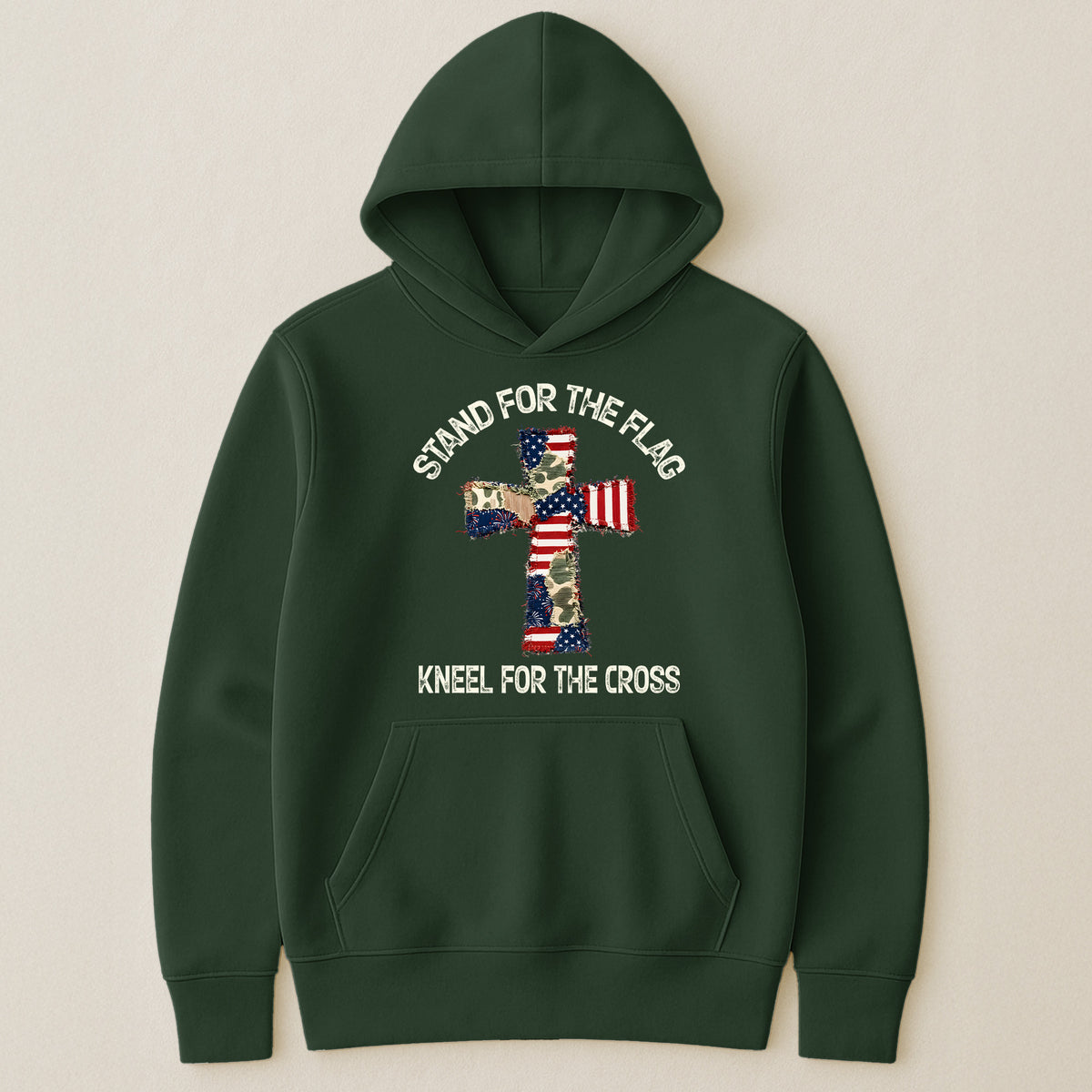 Patchwork Style USA Flag And Cross Print - Shirt