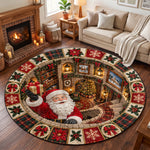 3D Christmas Round Rug, Secret Library Optical Illusion Floor Mat, Holiday Area Rug, Christmas Living Room Decor, Cozy Xmas Home Gift - Personalized Quilted Mat 2
