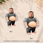 3D Squishy Cute Big Belly - Dad Bod For Him, Dad, Boss, Husband, Coworker - Personalized Rear View Mirror Accessory 3