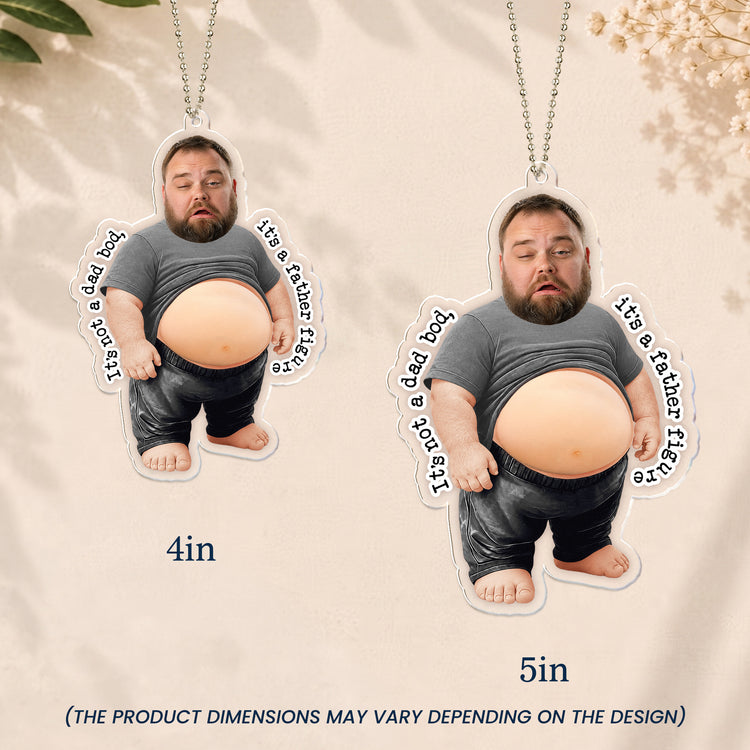 3D Squishy Cute Big Belly - Dad Bod For Him, Dad, Boss, Husband, Coworker - Personalized Rear View Mirror Accessory 3