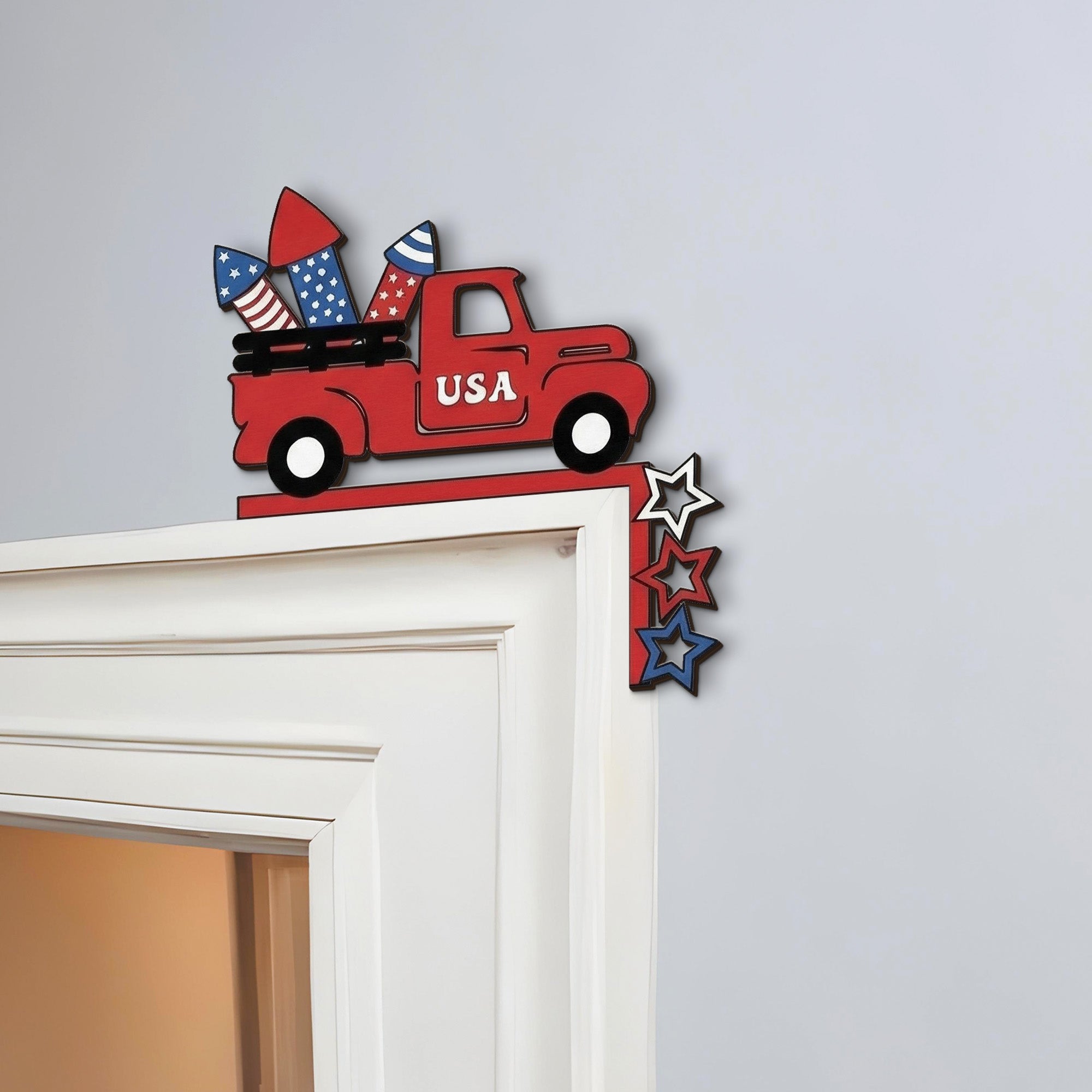 4th Of July Patriotic Usa 250th Anniversary - Personalized Door Corner Wood Sign