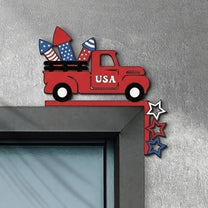 4th Of July Patriotic Usa 250th Anniversary - Personalized Door Corner Wood Sign