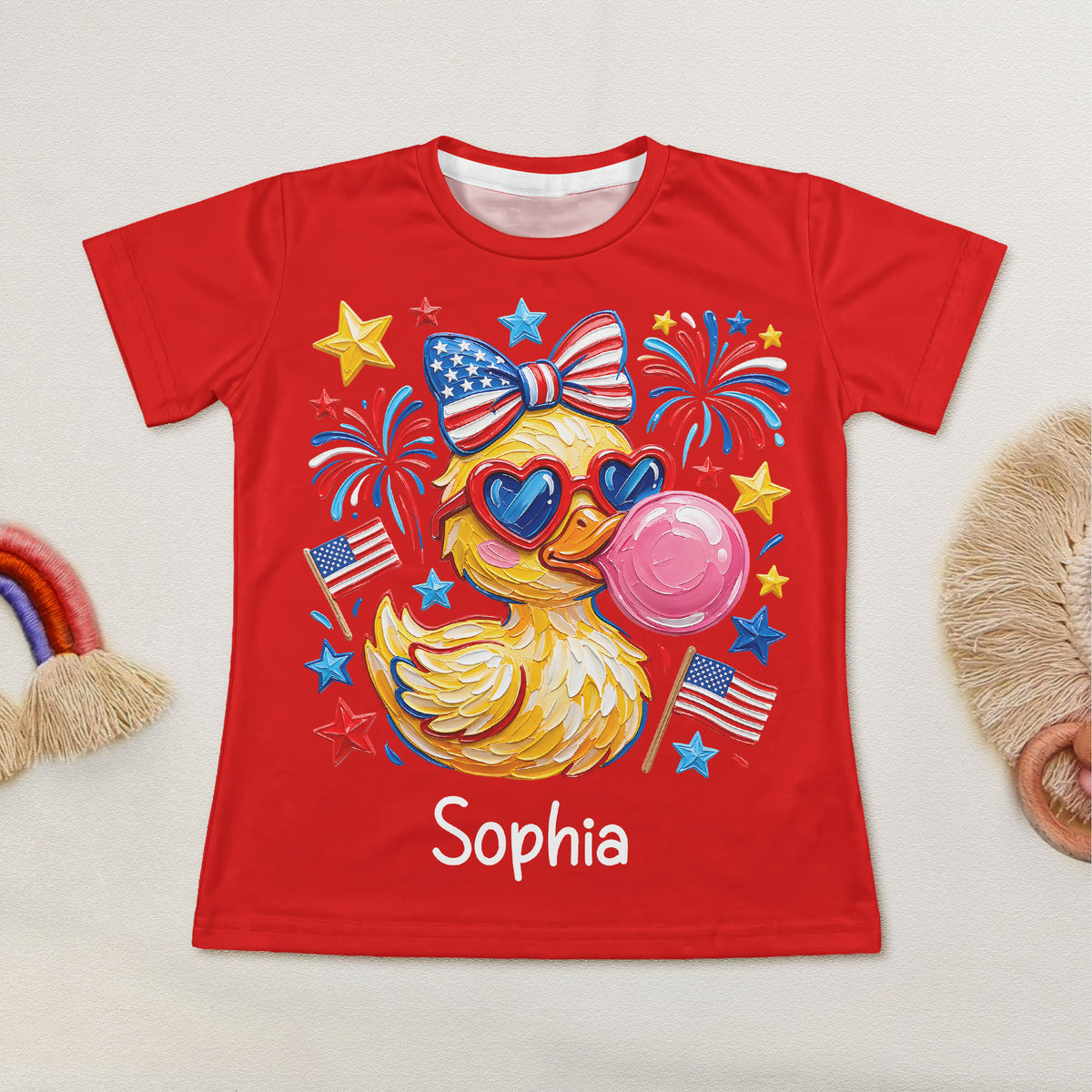 4Th-Of-July-Patriotic-Kids-Duck-Usa-Fireworks-Flag-Personalized-Kids-Clothing-Set-4