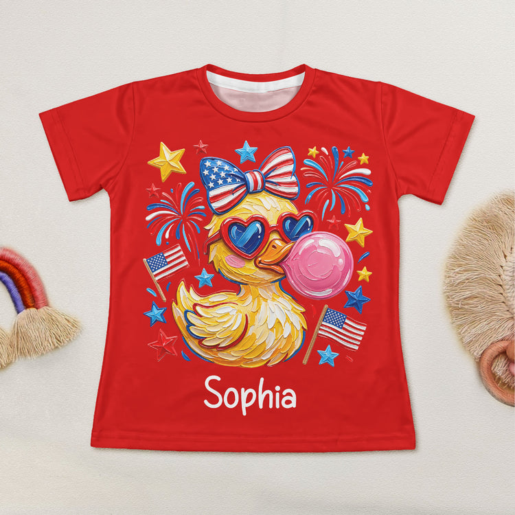 4Th-Of-July-Patriotic-Kids-Duck-Usa-Fireworks-Flag-Personalized-Kids-Clothing-Set-4