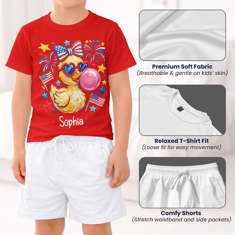 4Th-Of-July-Patriotic-Kids-Duck-Usa-Fireworks-Flag-Personalized-Kids-Clothing-Set-6