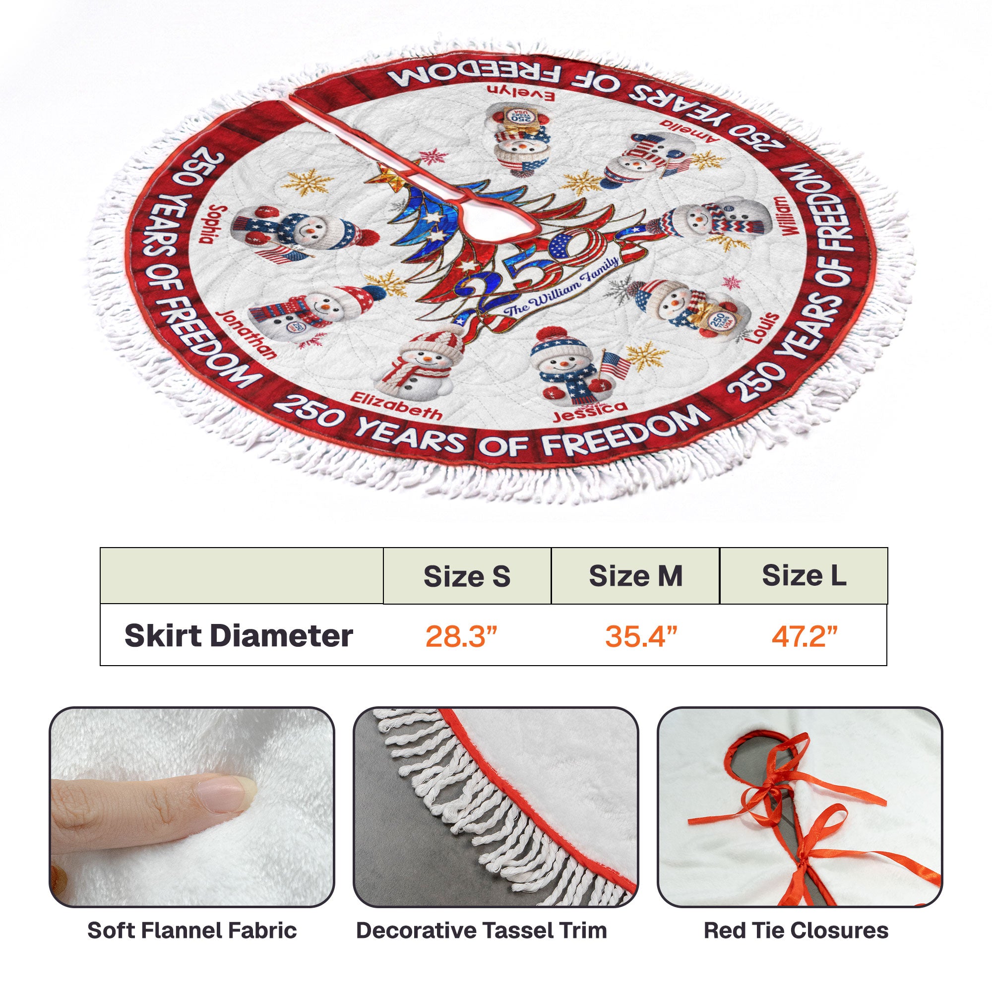 America 250Th Anniversary Family Christmas Tree Decor - Personalized Tree Skirt 4