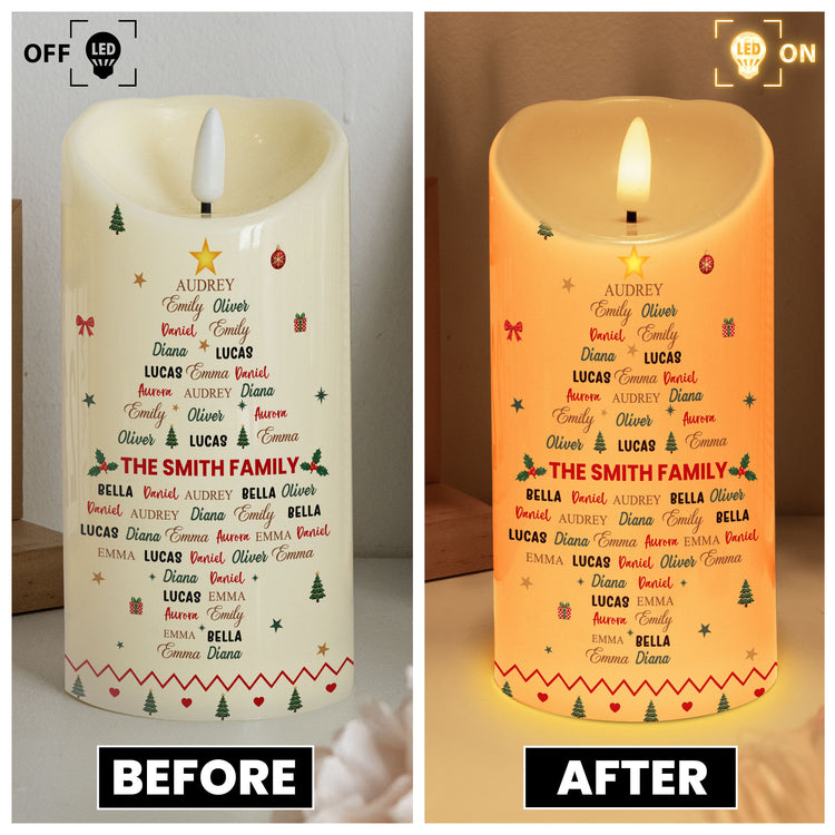 Family Custom Name Christmas Tree Shape Christmas Decoration - Personalized Candles 4