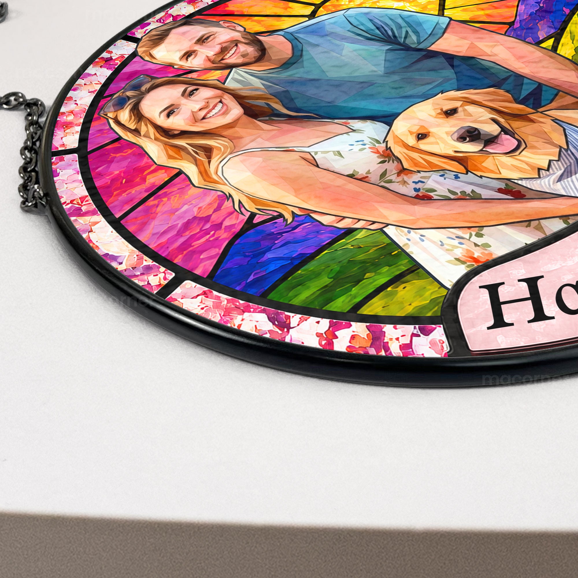 Forever & Always Couple Stained Glass Art Anniversary Valentine's Day Gift - Personalized Window Hanging Suncatcher 5