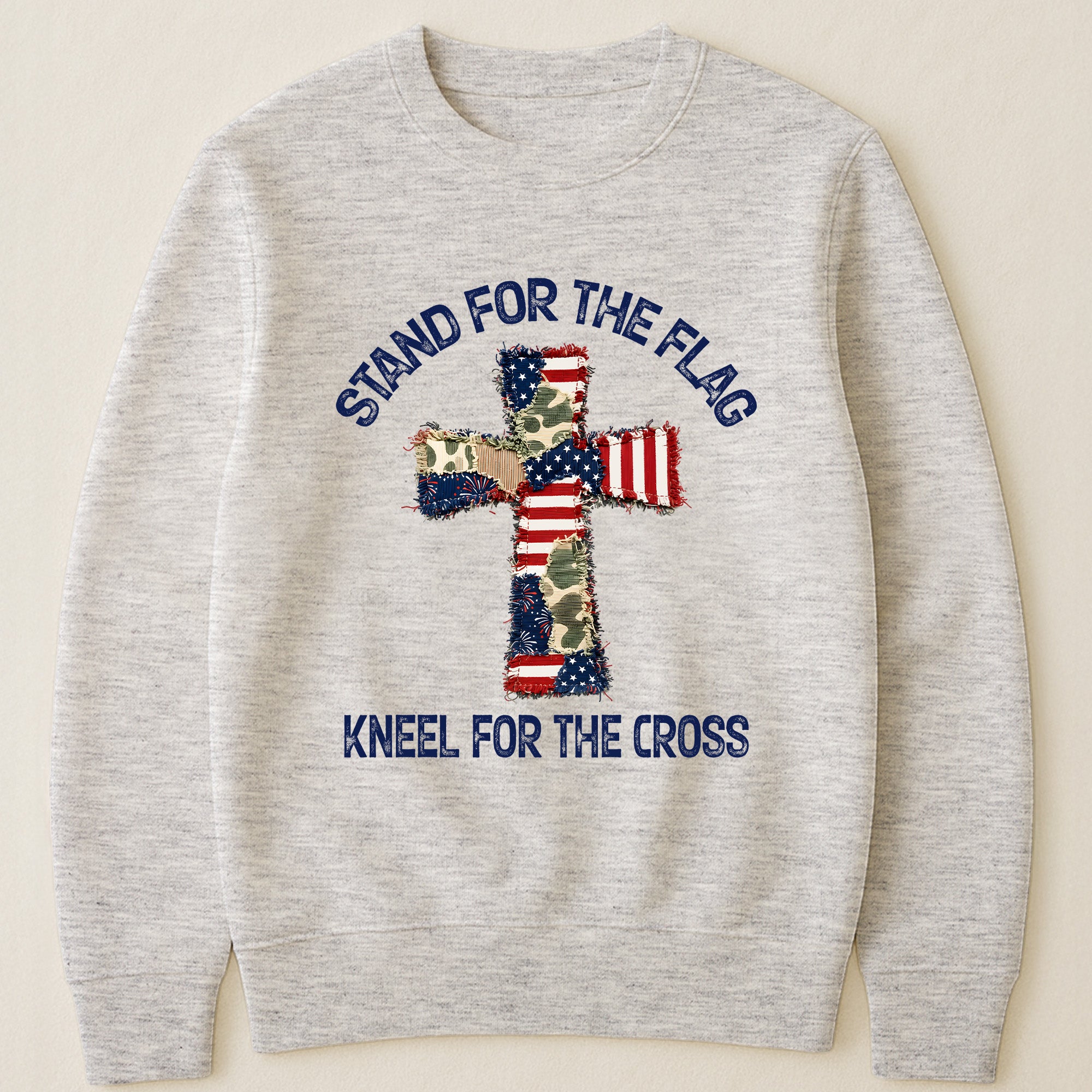 Patchwork Style USA Flag And Cross Print - Shirt