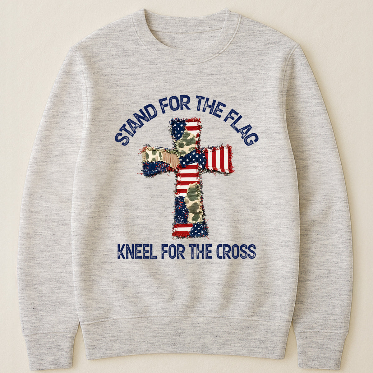 Patchwork Style USA Flag And Cross Print - Shirt