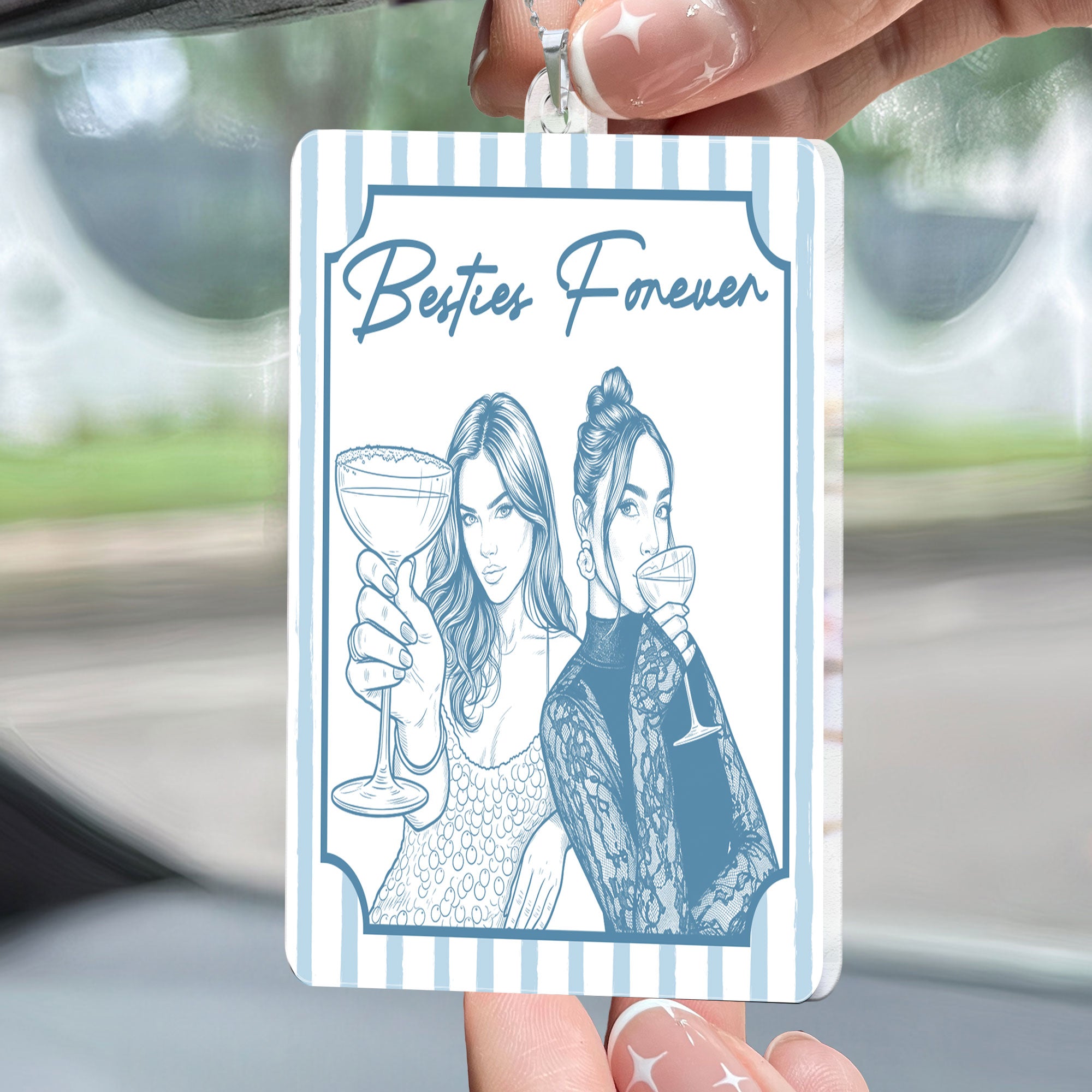 Turn Your Photo Into Art - Friendship Thank You Gift For Besties, Sisters - Personalized Rear View Mirror Accessory 3