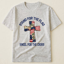 Patchwork Style USA Flag And Cross Print - Shirt