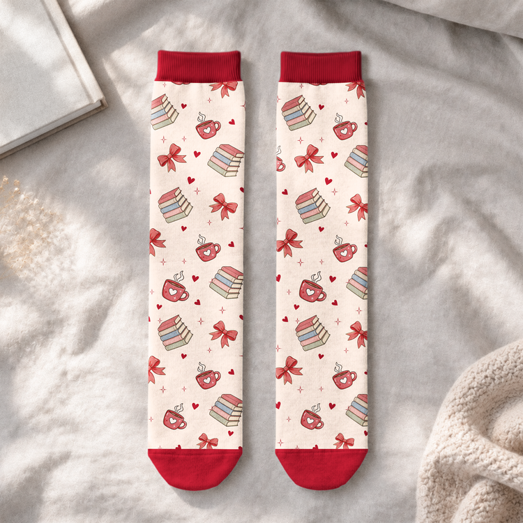 Custom Name & Birth Flower For Her Book Lovers Shh I'm Reading - Personalized Socks 4
