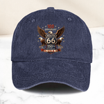 100 Years Route 66 250 Years USA - Personalized Distressed Denim Cap