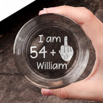 54 + Middle Finger Funny Birthday Gifts For Him - Personalized Engraved Whiskey Glass