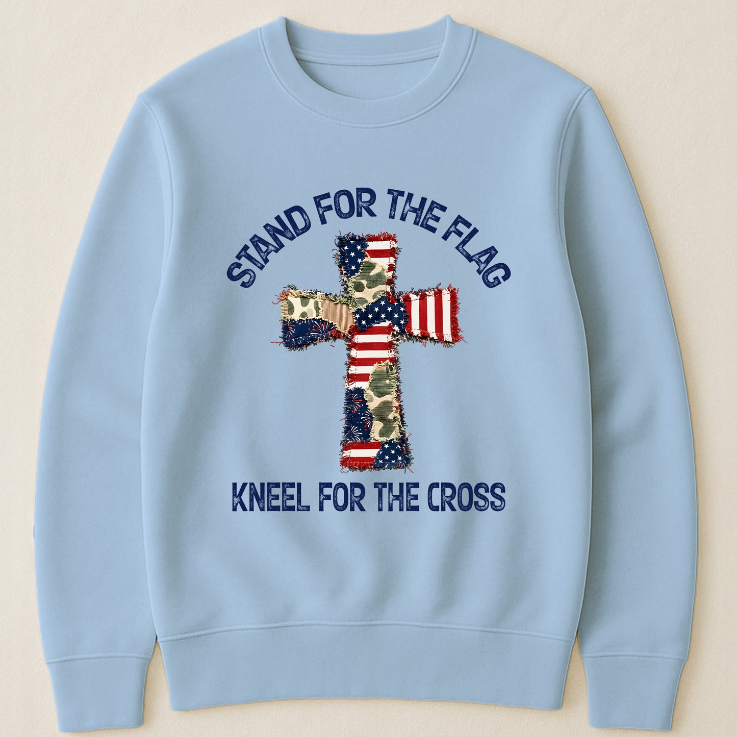 Patchwork Style USA Flag And Cross Print - Shirt