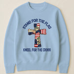 Patchwork Style USA Flag And Cross Print - Shirt
