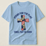 Patchwork Style USA Flag And Cross Print - Shirt