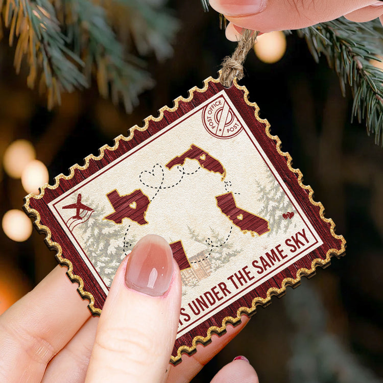 Family Long Distance Love Postage Stamp - Personalized Ornament 3