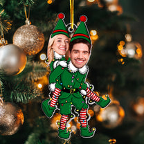 Couple Funny Elf - Personalized Acrylic Photo Ornament