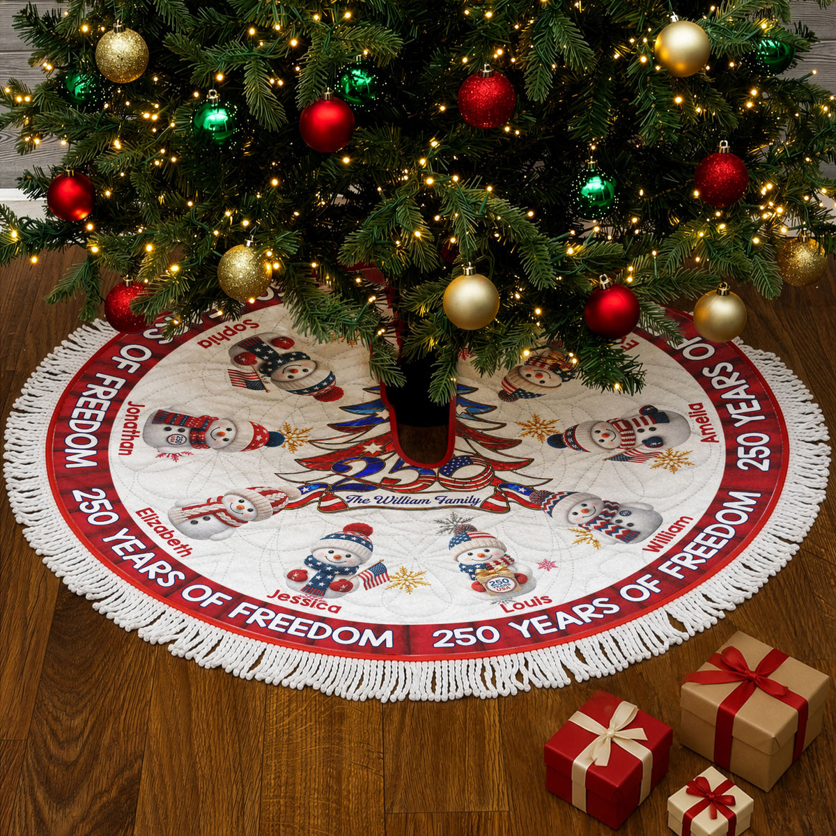 America 250Th Anniversary Family Christmas Tree Decor - Personalized Tree Skirt 5