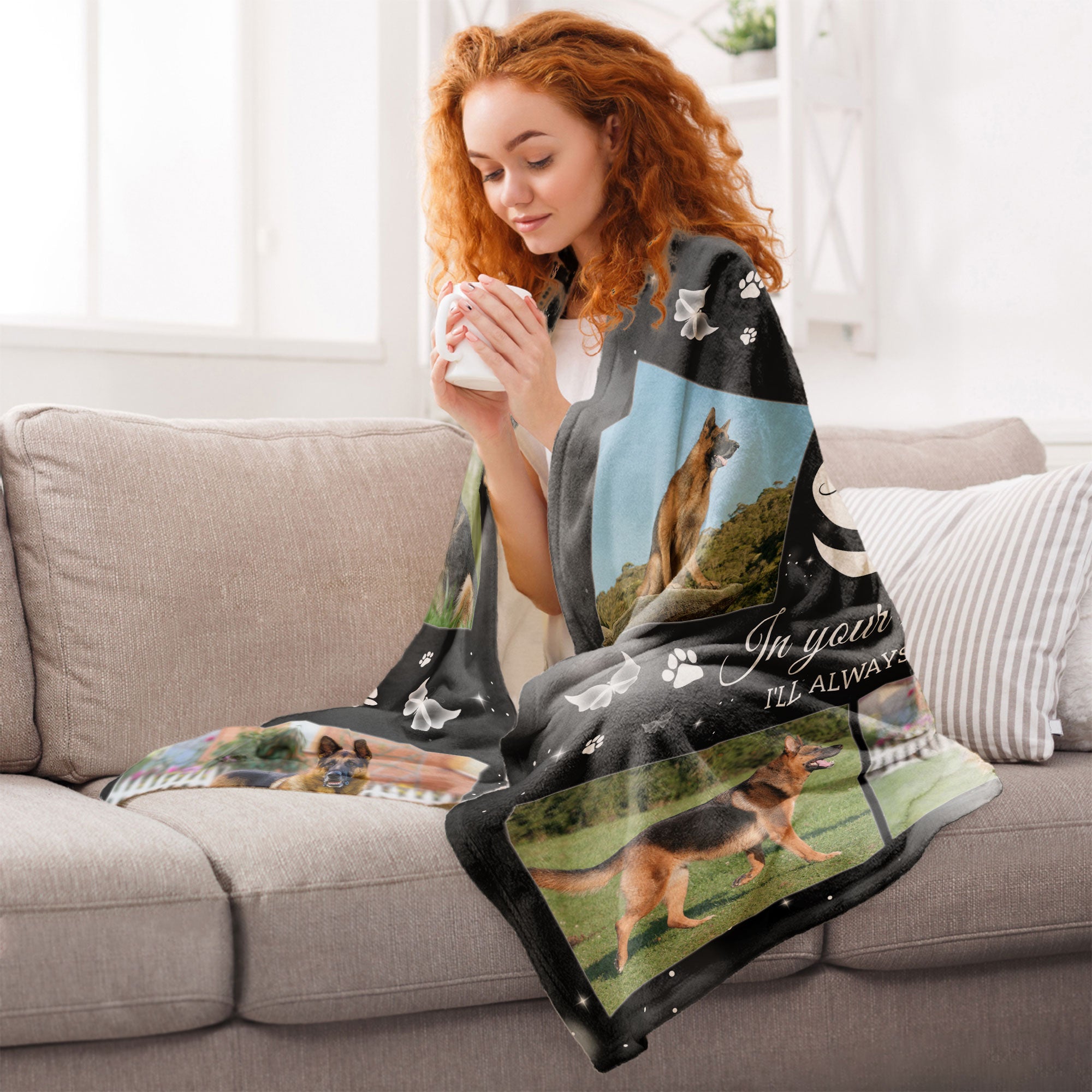 Snuggle This Blanket And Think Of Me Memorial Pet - Personalized Photo Blanket