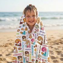 67 Ice Cream With Name Pattern - Personalized Quick-Dry Beach Towel