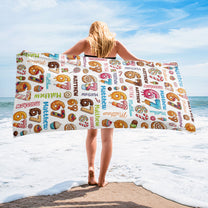 67 Ice Cream With Name Pattern - Personalized Quick-Dry Beach Towel